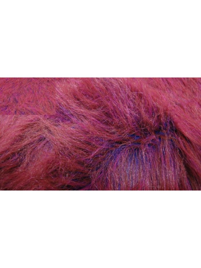 FLAUSCHIG LANGHAAR WEBPELZ STOFF PELZIMITAT - pink/blaumelange