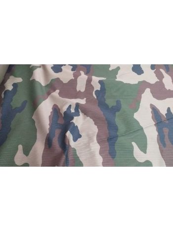 FRANKREICH CAMOUFLAGE FEIN KARIERT 100% BAUMWOLLE STOFF - Schwarz/Grün/Beige/Braun