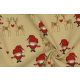 WEIHNACHTEN BAUMWOLLSTOFF BEDRUCKT XMAS BAUMWOLLE CANVAS STOFF NIKOLAUS WEIHNACHTSMANN HERZ REH HIRSCH - Beige/Rot